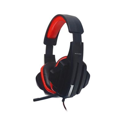 Headset Gamer Multilaser Conexão P2 Cabo de Nylon Preto e Vermelho Color Modelo PH120