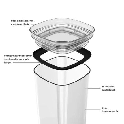 Conjunto De Potes Herméticos 1 L 4 Peças Block Modular Transparente Ou