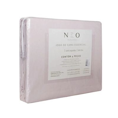 Jogo de Cama Solteiro Camesa Essencial Neo 100% Algodão Rosé 3 peças