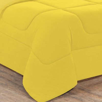 Kit Edredom Malha 100% Algodão Gran Moratta 3 Peças Queen - Amarelo/Amarelo