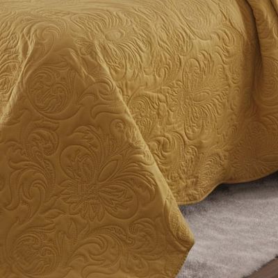 Kit Cobre Leito Colcha Basic King 3 Peças Dupla Face Liso Classic - Açafrão - 100% Poliéster