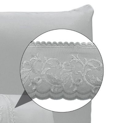Jogo de Cama Lençol Casal Top Line 4 Peças - Cinza  - 100% Poliéster