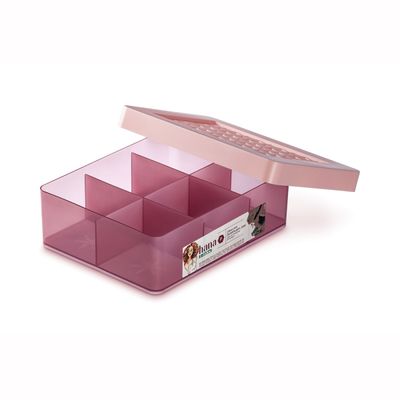 Organizador Pequeno com Divisória para Joias  e Tampa Hana Rosa - Ordene Rosa