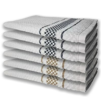 6 Panos de Prato Atoalhado Felpudo Premium Preto+Marrom