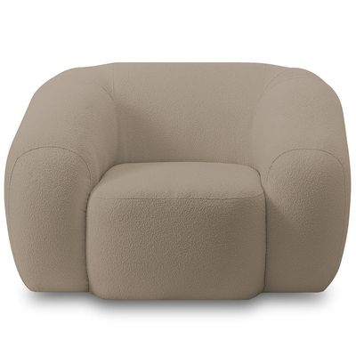 Poltrona Decorativa Orgânica Para Sala Living Emery M05 Bouclê Bege - Lyam Decor