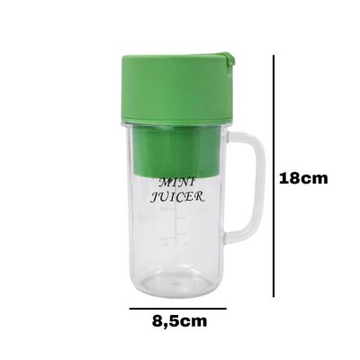 Mini Liquidificador Portátil 500ml Shake Suco Juice Cup Caneca Cabo USB | Cor:Verde