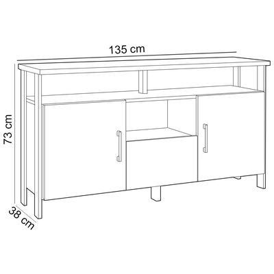 Aparador Buffet Para Sala de Jantar 2 Portas Industrial Marion D03 Freijó Preto Fosco - Lyam Decor