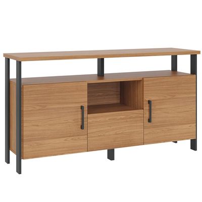 Aparador Buffet Para Sala de Jantar 2 Portas Industrial Marion D03 Freijó Preto Fosco - Lyam Decor