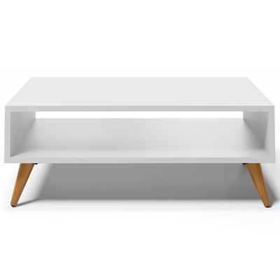 Mesa de Centro Para Sala de Estar Pés Palito Cannes L03 Branco - Lyam Decor
