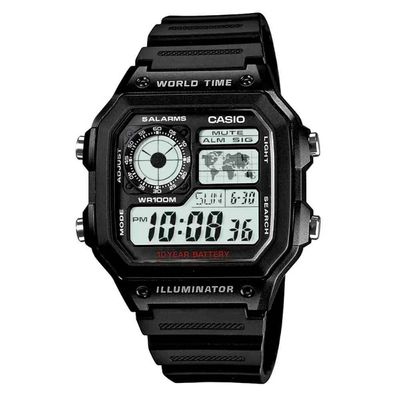 Relógio Casio Masculino Ref:Ae-1200wh-1avdf Digital World Time