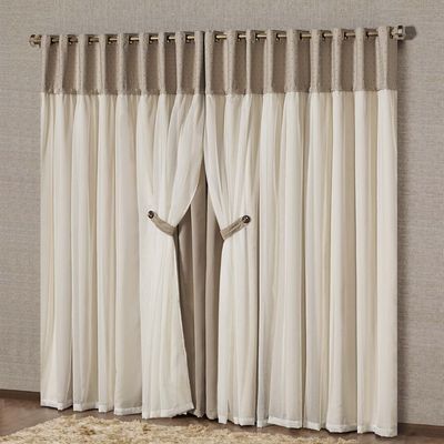 Cortina Dubai Tecido Blackout e Voal 3,00m x 2,50m Janela Sala Quarto - Chocolate