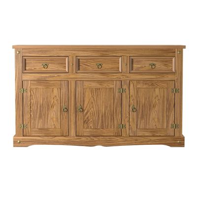 Aparador Buffet em Madeira 3 Portas 3 Gavetas 150 cm Carvalho Rústico Elliottiis