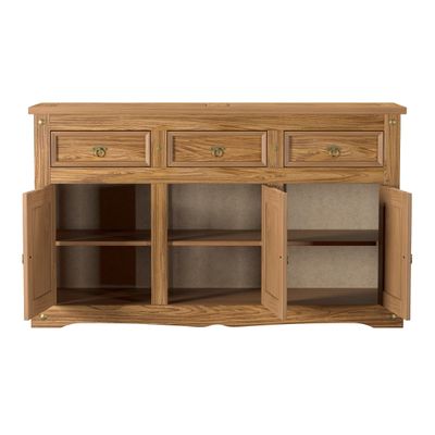Aparador Buffet em Madeira 3 Portas 3 Gavetas 150 cm Carvalho Rústico Elliottiis