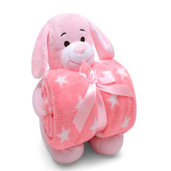 Manta e Bichinho Pelúcia Buettner Baby Microfibra Pink Dog Rosa