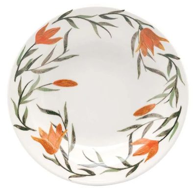 Prato Fundo de Cerâmica Donna Lírios 21,5cm 6 Unidades - Biona 5410