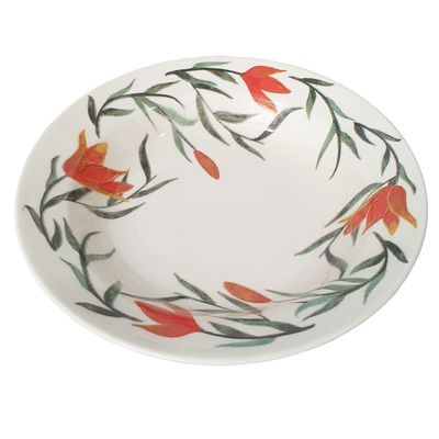 Prato Fundo de Cerâmica Donna Lírios 21,5cm 6 Unidades - Biona 5410