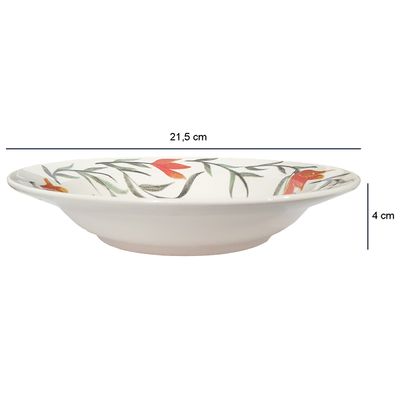 Prato Fundo de Cerâmica Donna Lírios 21,5cm 6 Unidades - Biona 5410