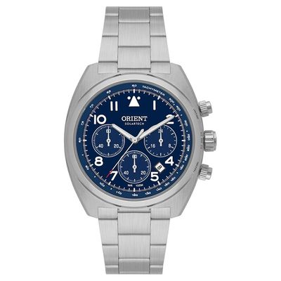 Relógio Orient Masculino Ref: Mbssc297 D2sx Solar Cronógrafo Prateado