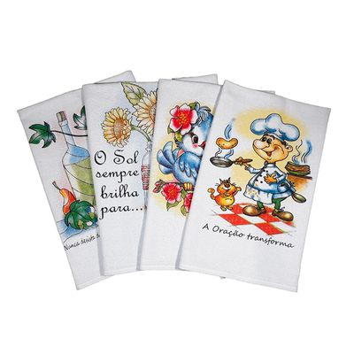 Pano De Prato Lomaer Sacaria 50 x 70cm Estampado 03 Unidades