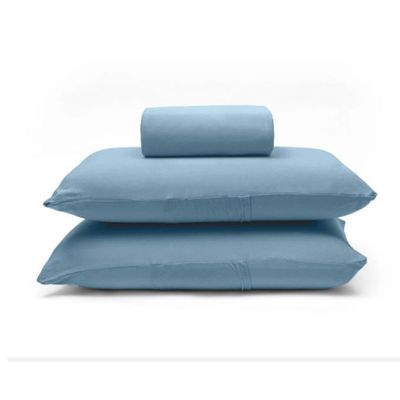 Jogo de Cama Buettner Casal Malha Basic Liso 3 Peças Jeans