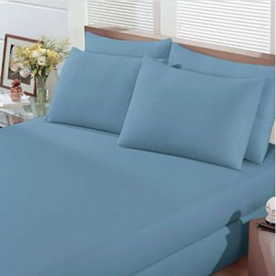 Jogo de Cama Buettner Casal Malha Basic Liso 3 Peças Jeans