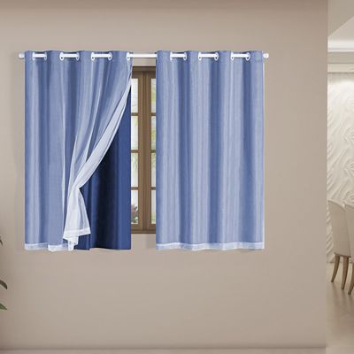 Cortina Blackout Voil Liso 2,80m x 1,80m Voil 100% Poliéster/Forro 100% PVC - Azul Marinho