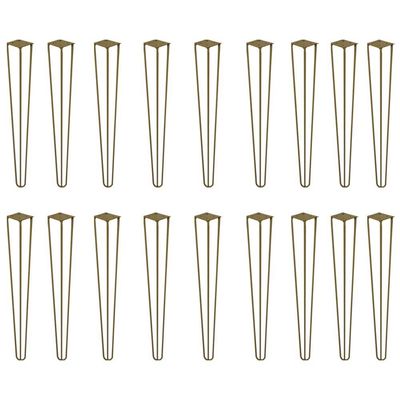 Kit 18 Pés de Metal 60 CM Hairpin Legs Mesa de Canto Aparador Dourado