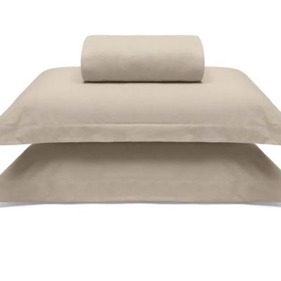 Jogo de Cama Buettner Solteiro Malha Liso 2 Peças Image Bege