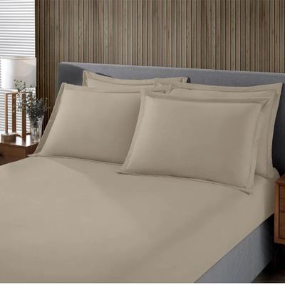 Jogo de Cama Buettner Solteiro Malha Liso 2 Peças Image Bege
