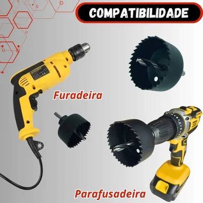 Jogo de Serra Copo com Mandril e Chave Allen com 08 Peças