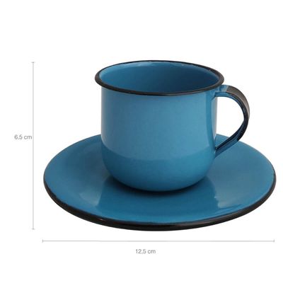 Caneca Esmaltada com Pires Café Chá 180ml