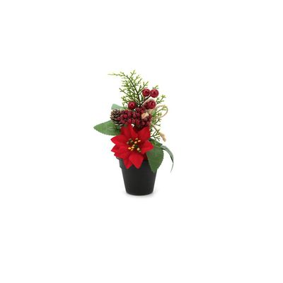 Enfeite de Natal Vaso de Flor Le Vermelho 21cm