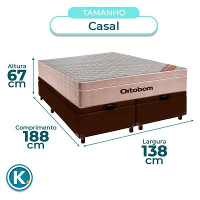 Cama + Bau Blindado E Colchão Molas Ensacadas Casal - Airtech Ortobom