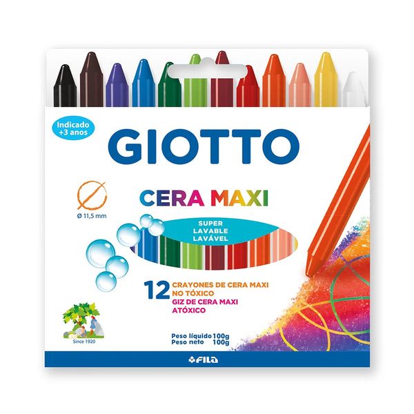 Gizão Cera Giotto Maxi 12 Cores Vibrantes Gizão Cera Giotto Maxi 12 Cores Vibrantes