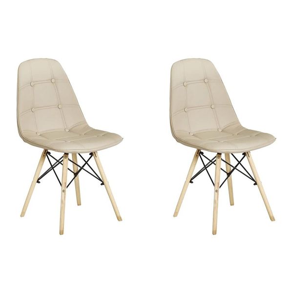 Kit 2 Cadeiras Decorativas Sala e Escritório Cadenna PU Sintético Nude - Gran Belo