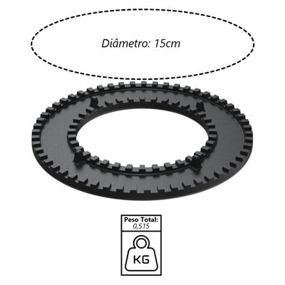 Queimador Simples Dupla Chama Completo Fogão Ferro N1 15cm
