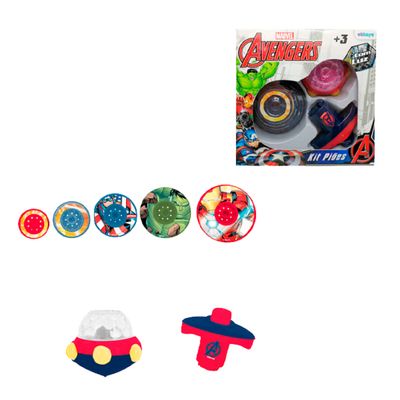Kit Pião 7 Peças com Luz Avengers - Etitoys