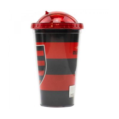 Copo Flamengo de Plástico Com Canudo 450ml Oficial