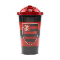 Copo Flamengo de Plástico Com Canudo 450ml Oficial