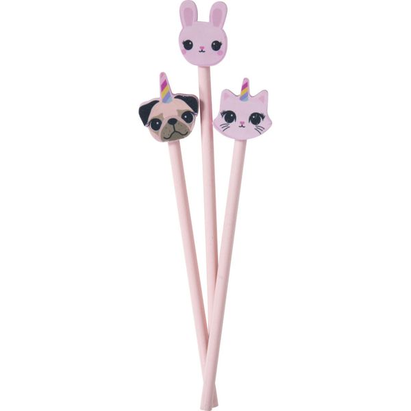 Kit 3 Lápis com Borrachas My Pet - Fofy FF5516
