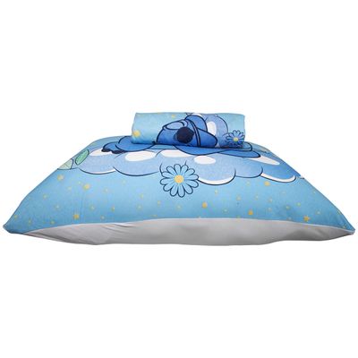 Jogo de Lençol KazzaVip Solteiro Malha Mista 70% Algodão e 30% Poliéster Joy Disney Stitch Dream 02 Peças Azul