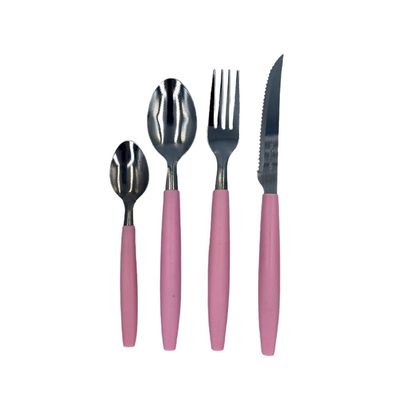Jogo de Talheres Rosa Faqueiro Aço Inox com Porta Talher