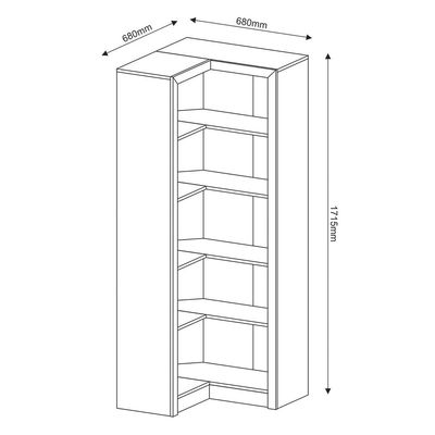 Armário Estante de Canto Alto para Escritório Home Office ME4132 MDP Nogal G69 - Gran Belo