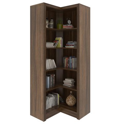 Armário Estante de Canto Alto para Escritório Home Office ME4132 MDP Nogal G69 - Gran Belo