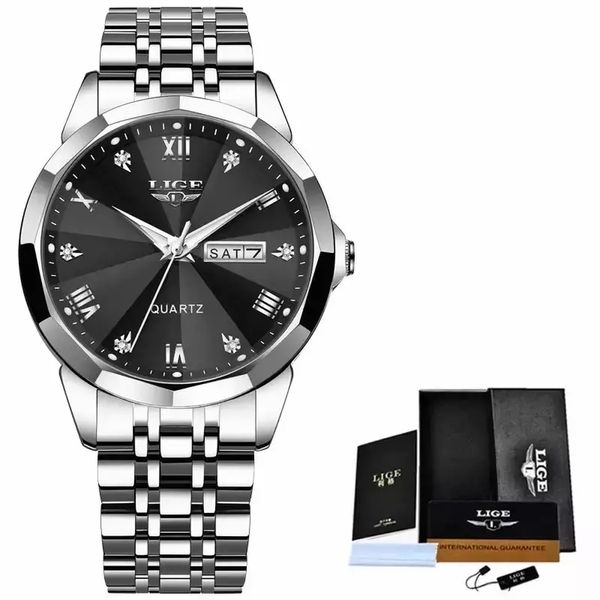 Relógio Feminino LIGE 89109 Aço inoxidável À Prova D'Água Preto