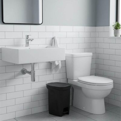 Lixeira Preta Tramontina Compact Plástica com Pedal 10L Casa Banheiro Escritório