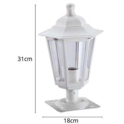 Kit 8 Balizadores Jardim Muro Luminária Externa Grega Dital 31cm Clássico Branco