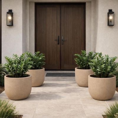 Vaso Decorativo Plástico 38cm para Flores Plantas Tramontina Laos Granito Areia