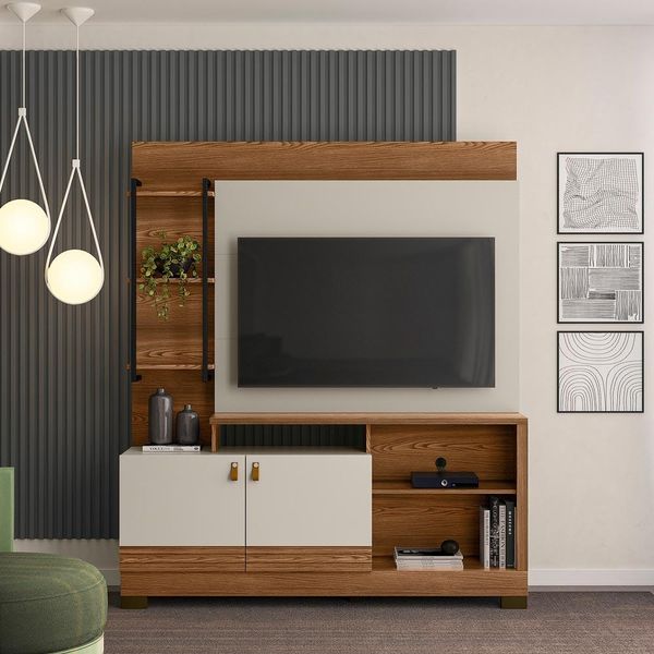 Estante Home 160cm Jatiuca para TV até 50 Freijó/Off White G77 - Gran Belo Estante Home 160cm Jatiuca para TV até 50 Freijó/Off White G77 - Gran Belo