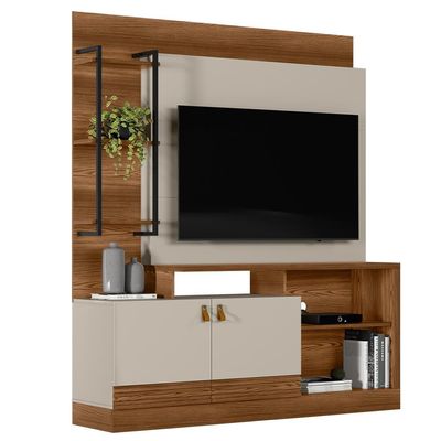 Estante Home 160cm Jatiuca para TV até 50 Freijó/Off White G77 - Gran Belo